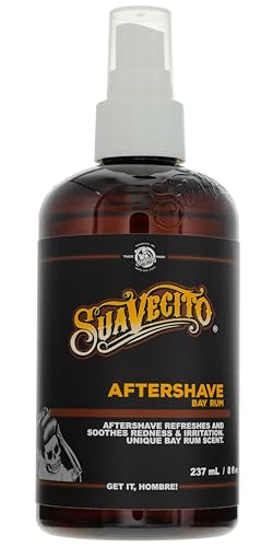 Suavecito Bay Rum Aftershave 8 oz. Pump Spray Bottle - Soothes and hydrates Skin Prevents Irritation Helps You Feel Refreshed & Revitalized - Subtle Masculine Fragrance Throughout The Day