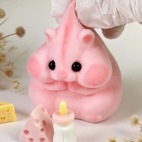 handmade taba squishy hamster toy cute squishy hamster fidget toy realistic hamster toy soft silicone mochi furry toy stress relief gift for adults amp kids sensory anxiety plushie pink