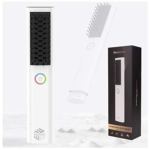 Weeloloe Hair Straightener,Ceramic Tourmaline Ionic comb Hair Straightener,Straightens & Curls with Adjustable Temp,Ultra Fast Heating and Stable Temperature Control for All Hair Types Shiny and Silky