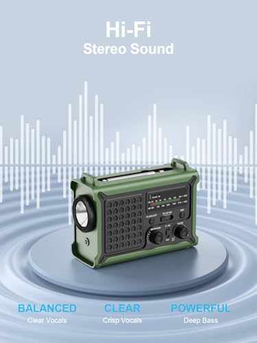 ROCAM ROCAM Kurbelradio,12000mAh Notfallradio mit 8500mm² Solarpanel & 650mA Kurbel, Tragbar Solar Weltempfänger Radio mit AM/FM Empfang, LED Taschenlampe & Leselicht,USB, SOS für Camping, Notfälle&Blackout - Produktansicht 3 | TV | Video | Foto