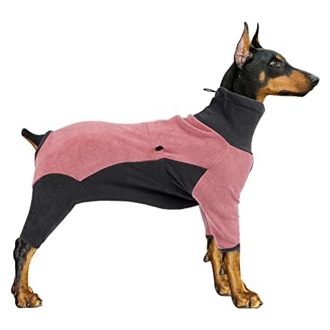 Dog Cold Weather Coat, Dog Warm 4 Legs Onesie Pajamas Pet Soft Winter Dog Sweaters Jacket Pet Clothes Stretchy Soft Doggy Jumpsuits Sweatshirt for Small Medium Dogs_M(Pink) Cover