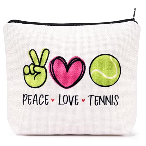 Frerdui Tennis Gifts Tennis Pouch Bag Inspirational Gifts for Women, Gift for Tennis Lover Player Fans Girl Friends Coach Graduation Birthday Christmas Cosmetic Bag Travel Cosmetic Pouch