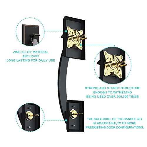 Gua Oyh Door Handle Sets Double Front Door Handle Set With Handle Lever Oil-Rubbed Bronze Double Door Handleset With Dummy Front Door Lock Set Double Door Handles For Front Door Or Office Door #TOP5