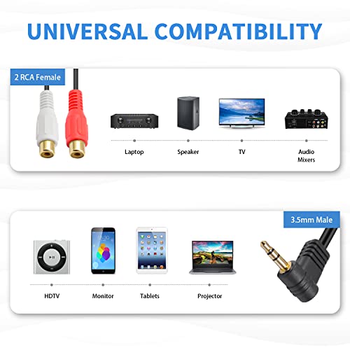Maxhood 3.5mm to RCA Cable, 3.5mm to 2RCA Female Audio Cable - Image 3