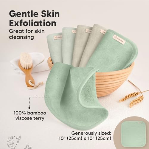 Image of 6-Pack Baby Washcloths - Soft Absorbent Viscose from Bamboo Washcloths for Face, Body, Baby Towels for Newborn, Kids, Toddlers, Infant, Gentle on Sensitive Skin, 10x10 Reusable Face Towels (Hills)