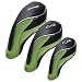 Andux Golf Driver Wood Head Covers 460cc Driver Hook&Loop Set of 3 (Black/Green)