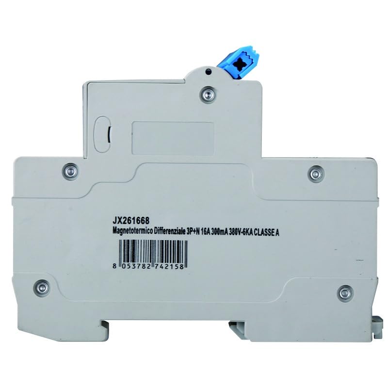 Interruttore Magnetotermico Differenziale 3P+N 16A 300mA 380V-6KA CLASSE A 300mA per Guida DIN - 4 Moduli DIN - Protezione Circuiti e Sicurezza Impianti