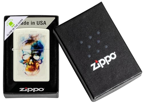 Image of Zippo Skull Print Design Glow in The Dark Matte, Windproof Pocket Lighter, Without Fuel and Gas
