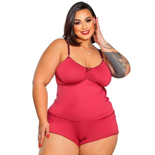 Short Doll Plus Size Liganete Liso Laura (Azul marinho, 48)
