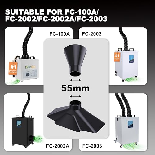 Image of Fumeclear Fume Extractor Silicone Hood 50mm Diameter, High Heat Resistance, Suitable for Laser Engraving and Soldering