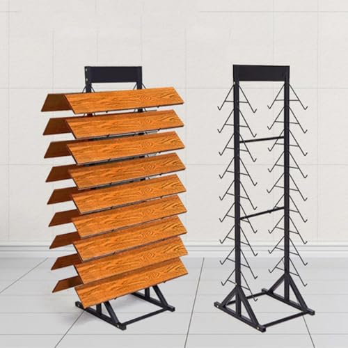 HOFSSI Double-Sided Wooden Floor Sample Holder,Plate Display Tile Sample Storage Rack,Floor Porcelain Display Stand, Holds 22 Tiles Heavy Duty Floating Shelf