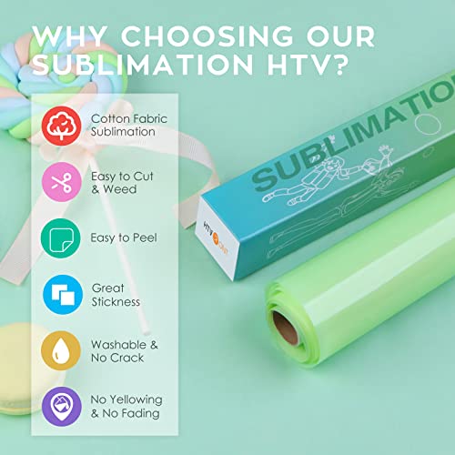 Htvront Clear Htv Vinyl For Sublimation - 12" X 5Ft Upgraded Glossy Sublimation Vinyl - Vivid Colors Clear Dye Sub Htv For Light-Colored Cotton Fabric #TOP2