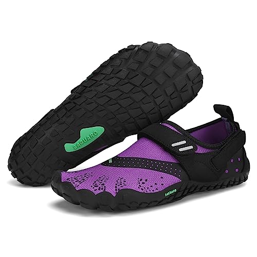 SAGUARO Barfußschuhe Damen Barfussschuhe Frauen Barfuss Schuhe Outdoor Zehenschuhe rutschfest Fitnessschuhe Barefoot Shoes mit Zero-Drop Solhe, Nimble Ⅰ - Barfußschuhe Violett A, Gr.36 EU