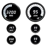 Set of 6 Digital Gauges From Intellitronix in White w/ water temp and oil pressure senders