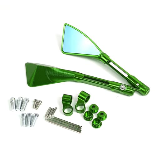 Espejos retrovisores moto universales de aluminio verde CNC con espejo antideslumbrante
