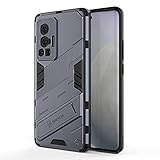 Dedux Funda para Vivo X70 Pro, Carcasa Funda Armadura Militar TPU de Silicona Dura para Pc con Soporte. Gris