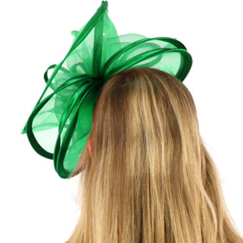 Feathers 3 Tier Layer 2 Tone Headband Fascinator Millinery Cocktail Hat (Solid Kelly Green)