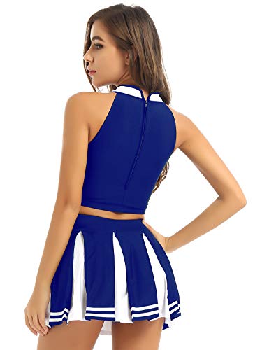 Oyolan Women's Musical Uniform High School Cheerleading Outfit Halloween Fancy Dress Cosplay Costume Blue Small #TOP1