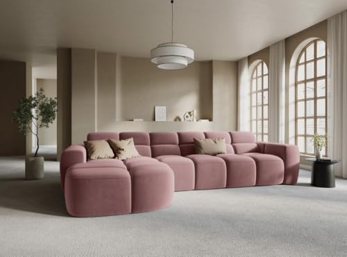 Image of LEGACY OF COMFORT Diana Modular Sectional Sofa L Shape Sofa 4 Seater Sofa Ottoman Bench As Seating for Living Room Hotel (Rose Pink)