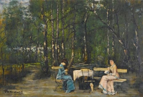 Peinture murale dans le parc l'après-midi Mihaly Munkacsy toile premium