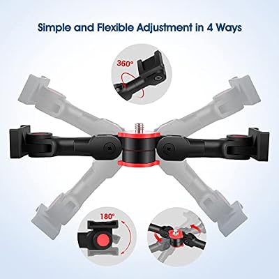 ChromLives Dual Cold Shoe Mount Universal Cold Shoe Adapter with 1/4 Thread Holes Rotatable Camera Shoe Extension Bracket for Microphone,Led Light