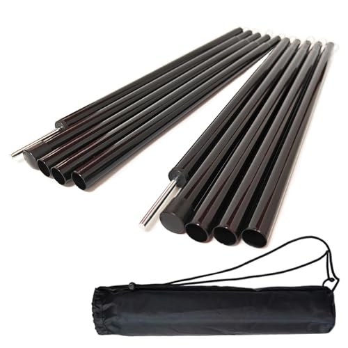 Tent Poles,Adjustable Portable Tent Poles-74.8" Sturdy and Durable Rustproof Thickened Iron Tent Stakes for Camping,Hiking,Van Awnings,Beach Awning Tent Accessory with Storage Bag-2 Pack (Black)
