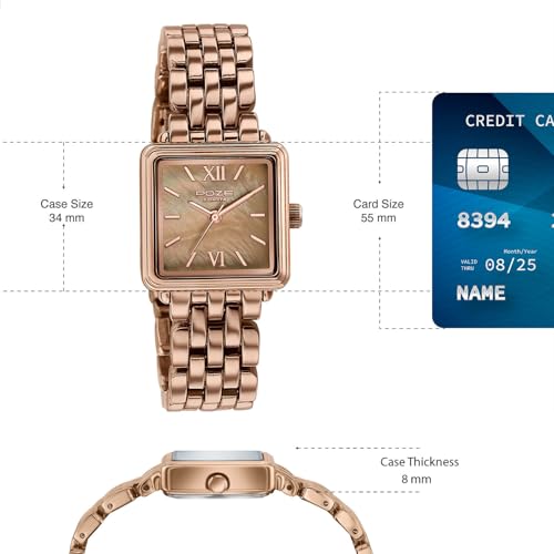 Image of Sonata Poze 8 Quartz Analog with MOP Brown Dial IP Rose Gold Solid Link Strap Watch for Women - SP80178WM01