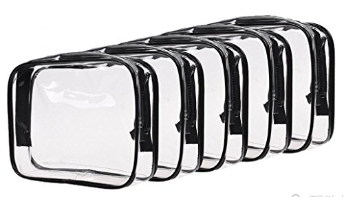 WODISON 5 Pieces Small Clear Cosmetic Cube Bag Set Transparent Toiletry Makeup Case Black