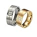 Aeici Anelli per Coppia Fidanzati Anelli Coppia Titanio Anello Zircone Cubico Spazzolato 8Mm Argento Oro Donna 30 & Uomo 20