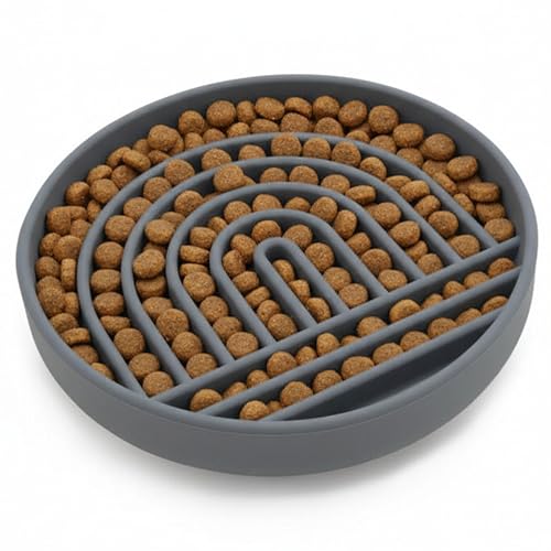 Should We Go? The Slowdown Bowl - Ciotola in silicone per cani e cuccioli, alimentazione lenta, design moderno con tappetino per leccare, riduce l'ingurgito, si adatta a 2 tazze da 19,1 cm di diametro
