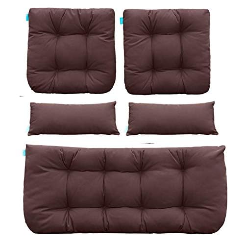 Image of QILLOWAY Outdoor Wicker Cushion Set of 5 - Waterproof Fade Resistant Patio Furniture Cushions, Loveseat 2 U-Shape 2 Lumbar Pillows for Porch, Bench, Backyard, Garden, Coffee