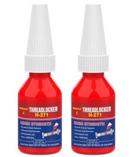 ThreadLocker Red, Thread Lock High Strength Lock Tight for Nuts, Bolts, Fasteners and Metals, Anaerobic Curing Metal Glue to Prevent Loosening and Corrosion (H271-20ml)