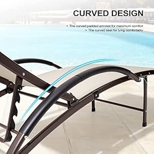 Crestlive Products Outdoor Chaise Lounge Chair Aluminum Adjustable Sun Tanning Chair All Weather Reclining Sunbathing Lounge for Lawn Beach Patio Poolside 1PC Tan