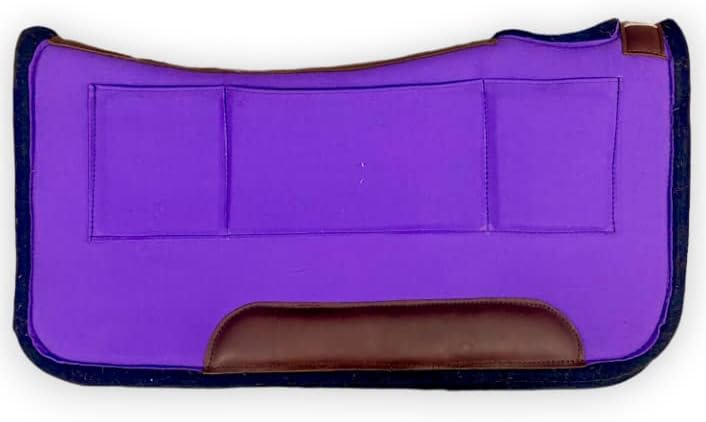 Diamond Wool Shim Pressure Relief Square Contoured Western Saddle Pad for Horses 32x32-1" Thickness, Purple