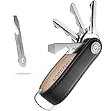 Northwall Key Organizer Keychain, 100% Real Leather Compact Key Holder, Secure Locking Mechanism, Holds up to 7 Keys, Stainless Steel Multi-tool (ThorKey Black)