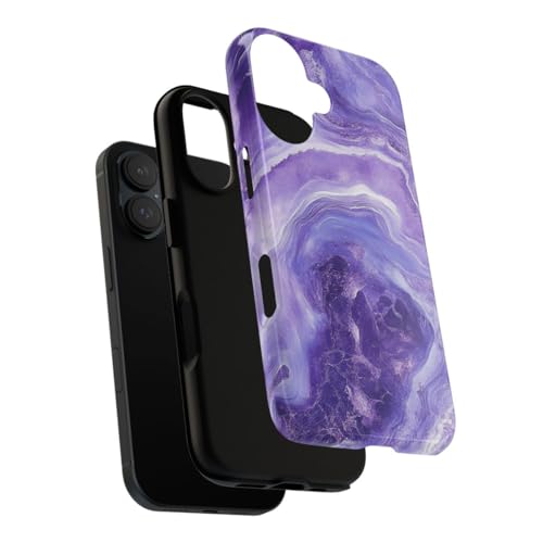Coque iPhone 16 marbre violet rigide brillante coque de protection - 3