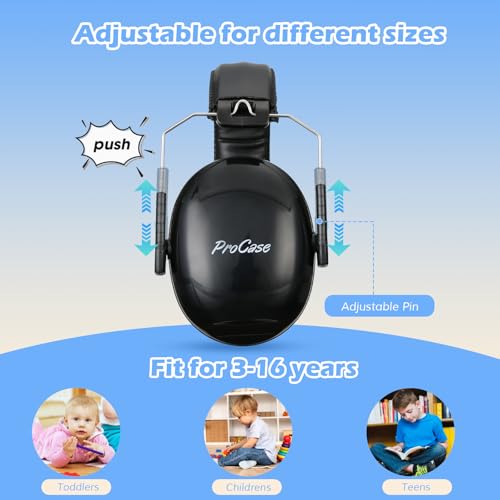 Image of ProCase Noise Cancelling Headphones for Kids Toddler, SNR 27dB Noise Reduction Ear Muffs, Hearing Protection for Monster Jam, Concerts, Fireworks, Shooting, Air Show, Autism Sensory Needs -Black