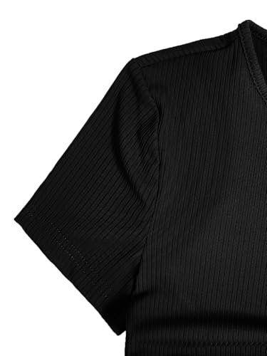 Image of Milumia Women's Casual Rib Knit Short Sleeve Drawstring T Shirt Dress