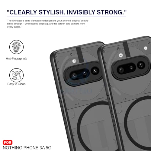 Image of AESTMO Nothing Phone 3A 5G Back Cover | 360 Protection | Matte Frosted Hard Back Translucent | Compatible with MagSafe Accessories for Nothing Phone 3A 5G (Smoke Black Matte PC+Black TPU Bumber)