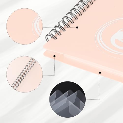 Classeur à spirales de présentation format A4 rose clair avec 20 pochettes épurées