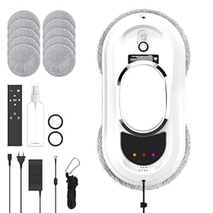 Fensterputzroboter, 5600Pa Fensterroboter mit 3 Reinigungsmodi, Sicherheitssystem, Intelligente Navigation, Fernbedienung und 10 Stück Lappen, Window Cleaning Robot Glatte Oberflächen