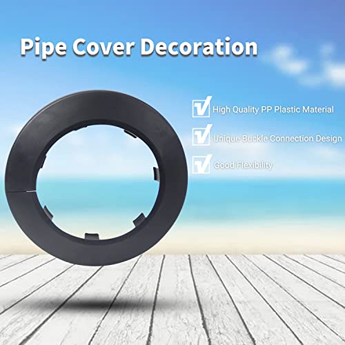 MroMax Fit 2.48" Outer Diameter Flange Water Pipe Cover Decoration Black Pipe Cover Radiator PP Plastic 63mm Escutcheon Collar for Wall Pipe Tube Decoration 6Pcs - Image 2