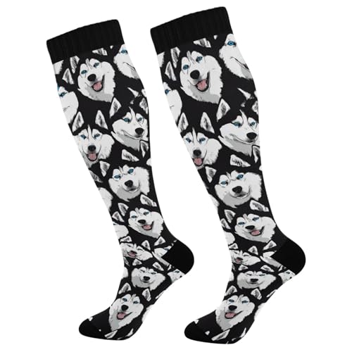 Image of Wusikd Heartbeat Symbol Compression Socks for Women and Men Circulation Black Long Socks for Athletic Running 1