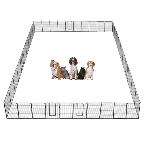 Image of Dog Playpen,32 /40 /45 Inch Height in Heavy Duty, Folding Indoor Outdoor Anti-Rust Dog Exercise Fence, Portable Pet Playpen with Door for Large Medium Small Dogs and Pet (40 Panels, 40 Inch) Silver