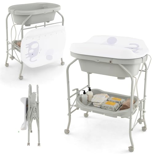 COSTWAY Bañera Bebe con Cambiador