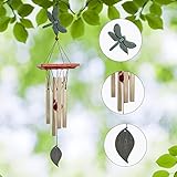ASTARIN Dragonfly Wind Chimes Outdoor, Melody Wind Chimes Garden,Small Memorial Wind Chimes with 4 Square Metal Tubes for Patio Home Yard Housewarming Hanging Decor,Christmas,Bird Collection