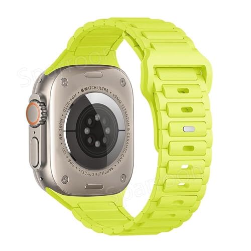 Bracelet silicone vert vif 42/44/45/46/49 mm compatible iWatch souple et élégant