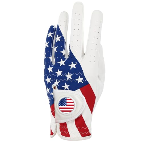 Guantes de golf mano izquierda con marcador de bola para hombre y mujer en cuero sintético