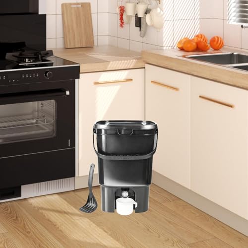 Dualoai Kitchen Waste Compost Bucket Food Waste Compost Bin Fermentation Barrel for Orchard, Black - Image 4
