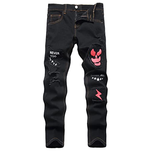 Boy's Skinny Fit Ripped Distressed Slim Fit Stretch Fashion Denim Jeans Pants